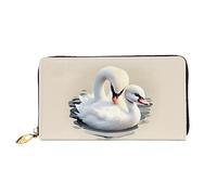 Oudrspo Cute Little Swan Women's Long Zipper Wallet, 7.48x4.13 Inches, Comes with Credit Card Slots Inside, Lightweight and Durable.