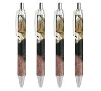 Oudrspo Cute Lovely Panda Black Pens Ballpoint Pen Ball Point Pen Smooth Writing Gel Pens Retractable 0.5 Fine Point for School Office Cute Lovely Panda Pattern 4 PCS
