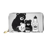 Oudrspo Cute Milk Bottle Bear Women's Long Zipper Wallet, 7.48x4.13 Inches, Comes with Credit Card Slots Inside, Lightweight and Durable.