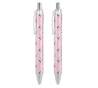 Oudrspo Cute Panda Black Pens Ballpoint Pen Ball Point Pen Smooth Writing Gel Pens Retractable 0.5 Fine Point for School Office Cute Panda Pattern 2 PCS