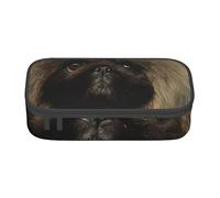Oudrspo Cute Pekingese Printed Durable Pencil Pouch Stationery Case with Zipper Compartment Large Capacity Portable Pencil Case