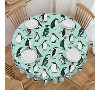 Oudrspo Cute Penguins Print Round Tablecloth - 60 Inch, Water Resistant Washable Polyester Table Cloth for Buffet Table, Holiday Party, Dinner, Wedding