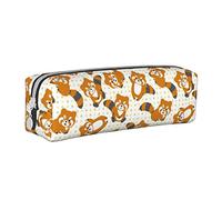 Oudrspo Cute Red Panda Print Pencil Pouch Round Pen Case Portable Pencil Bag Leather Organizer with Zipper Cosmetic Pouch Bag