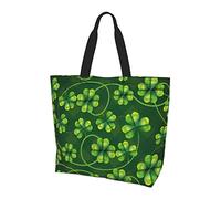Oudrspo Cute Shamrock St. Patrick's Day Large Canvas Shoulder Tote Top Handle Bag for Gym Beach Travel Shopping