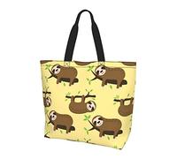 Oudrspo Cute Sloths On Yellow Lemons Ladies Large Capacity Shoulder Shopping Bag, Daily Travel Shopping, Shopping, Handbag Storage