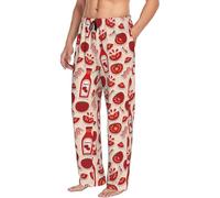 Oudrspo Cute Tomato Ketchup Mens Pajama Pants - Sleep Lounge Pants For Men, Funny Pj Bottoms Pants With Pockets