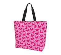 Oudrspo Cute Valentine's Day Hearts Pattern Tote Bag Beach Bag Travel Reusable Grocery Shopping Bag Tote for Women Girls
