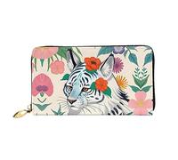 Oudrspo Cute White Tiger Women's Long Zipper Wallet, 7.48x4.13 Inches, Comes with Credit Card Slots Inside, Lightweight and Durable.