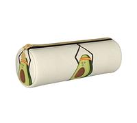 Oudrspo Cute Yoga Avocado Printed Leather Zipper Pencil Pouch, Portable Stationery Bag, Organizer Stationery Case, Unisex