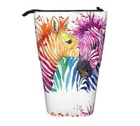 Oudrspo Cute Zebra Wild Animals Printing Pencil Case,Stand Pencil Pouch,Telescopic Pencil Case Stand Pencil Holder Pen Bag
