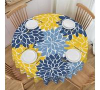 Oudrspo Dahlia Pinnata Print Round Tablecloth - 60 Inch, Water Resistant Washable Polyester Table Cloth for Buffet Table, Holiday Party, Dinner, Wedding
