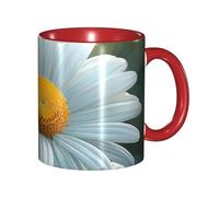 Oudrspo Daisy Double Color Ceramic Coffee Mug(11oz) Classic Round Handle Microwave Safe Tea Cup with Smooth Glossy Finish for Office and Home