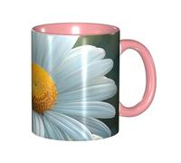 Oudrspo Daisy Double Color Ceramic Coffee Mug(11oz) Classic Round Handle Microwave Safe Tea Cup with Smooth Glossy Finish for Office and Home