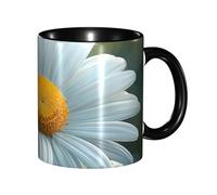 Oudrspo Daisy Double Color Ceramic Coffee Mug(11oz) Classic Round Handle Microwave Safe Tea Cup with Smooth Glossy Finish for Office and Home