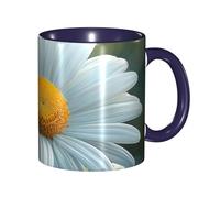Oudrspo Daisy Double Color Ceramic Coffee Mug(11oz) Classic Round Handle Microwave Safe Tea Cup with Smooth Glossy Finish for Office and Home