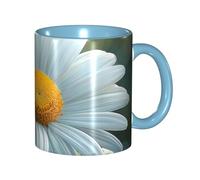 Oudrspo Daisy Double Color Ceramic Coffee Mug(11oz) Classic Round Handle Microwave Safe Tea Cup with Smooth Glossy Finish for Office and Home
