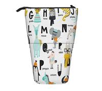 Oudrspo Daisy Flower Print Pencil Case Telescopic Pen Pouch Standing Pencil Holder with Zipper for Office