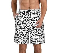 Oudrspo Dalmatian Print Pattern Shorts for Men Quick Dry Elastic Waist Drawstring Beach Pants with Pockets