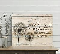 Oudrspo Dandelion Just Breathe Everything is Going to Be Okay Wall ArtLibrary Cafe Living Room Kitchen Home Art Wall Decoration Plaque Gift metal tin sign 6x8 Inch