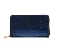 Oudrspo Dark Blue Night View Women's Long Zipper Wallet, 7.48x4.13 Inches, Comes with Credit Card Slots Inside, Lightweight and Durable.