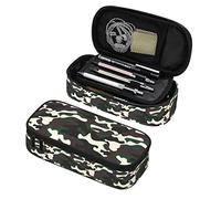 Oudrspo Dark Green Camouflage Big Capacity Pencil Case for Girls Boys,Multi Slot Large Storage Pencil Pouch Pen Case Organizer for School