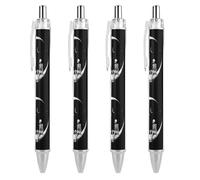 Oudrspo Dark Romantic Skeletons Sitting on The Moon Retractable Ballpoint Pens Black Gel Ink Pen Smooth Writing for Office Home Work