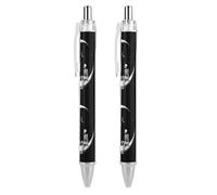 Oudrspo Dark Romantic Skeletons Sitting on The Moon Retractable Ballpoint Pens Black Gel Ink Pen Smooth Writing for Office Home Work
