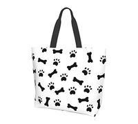 Oudrspo Dog Paw Print Bones Tote Bag Ladies Cute Shopping Bag Large Capacity Shoulder Bag Work Fit Fashion Handbag Organizer