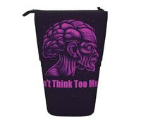 Oudrspo Don't Think Too Much Standing Pencil Case, Cute Pen Pouch, Telescopic Stationery Pouch Makeup Cosmetics Bag for Women Office