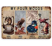 Oudrspo Dragon My Four Moods Metal Tin Sign Library Cafe Living Room Kitchen Home Art Wall Decoration Plaque Gift Metal Tin Sign 8x12 Inch