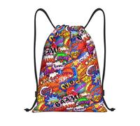 Oudrspo Drawstring Laptop Backpack Comic Book Word Red Gym Bag For Men Womens Medium 16.5inch Cinch Travel Bags Casual Sackpack Yoga String Bag Sport Pouch Outdoor Daypack For Hiking Camping Cycling
