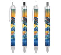 Oudrspo Dreamy Killer Whale Ballpoint Pen Retractable Writing Smooth Black Ink Ball Point Pens Office Supplies 4 PCS
