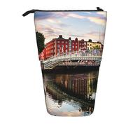Oudrspo Dublin Ireland Ha Penny Bridge Standing Pencil Case, Cute Pen Pouch, Telescopic Stationery Pouch Makeup Cosmetics Bag for Women Office