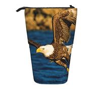 Oudrspo Eagle at Hunting Standing Pencil Case, Cute Pen Pouch, Telescopic Stationery Pouch Makeup Cosmetics Bag for Women Office
