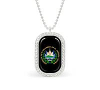 Oudrspo El Sal-vador Coat of Arms Custom Necklace for Women Rectangle Pendant Necklaces Fashion Jewelry Gifts Gold Silver