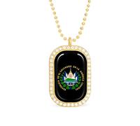 Oudrspo El Sal-vador Coat of Arms Custom Necklace for Women Rectangle Pendant Necklaces Fashion Jewelry Gifts Gold Silver