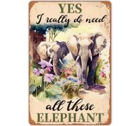 Oudrspo Elephant Metal Plaque Poster Yes I Really Do Need All These Elephants Retro Metal Tin Sign Plaque Vintage Wall Decor Gift For Theater Farm Bedroom Bathroom Restaurant Cafe 12x16inch