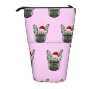 Oudrspo English Bulldog Faces Standing Pencil Case, Cute Pen Pouch, Telescopic Stationery Pouch Makeup Cosmetics Bag for Women Office
