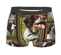 Oudrspo English Springer Spaniel Dog Men'S Boxer Briefs Novelty Breathable Stretch Moisture-Wicking Underwear Black