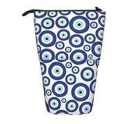 Oudrspo Evil Eyes Standing Pencil Case, Cute Pen Pouch, Telescopic Stationery Pouch Makeup Cosmetics Bag for Women Office