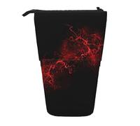 Oudrspo Explosion Burst Red Black Standing Pencil Case, Cute Pen Pouch, Telescopic Stationery Pouch Makeup Cosmetics Bag for Women Office