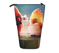 Oudrspo Falling in Love Bird Standing Pencil Case, Cute Pen Pouch, Telescopic Stationery Pouch Makeup Cosmetics Bag for Women Office