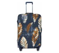Oudrspo Feather Brown White Travel Luggage Cover Protector Skins Baggage Suitcase Cover Protector X-Large