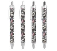Oudrspo Ferret U.S. Flag Funny Ballpoint Pen Printed Retractable Black Round Barrel Fine Point Pens 0.5mm 1/2/4 Pcs