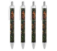 Oudrspo Fierce Ancient Dinosaur Ballpoint Pen Retractable Writing Smooth Black Ink Ball Point Pens Office Supplies 4 PCS