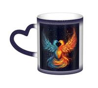 Oudrspo Fire and Water Phoenix Coffee Mug with Handle 12 Oz, Heat Sensitive Color Changing Mug in The Sky Ceramic Tea Cup, Magic Funny Art Mugs, Porcelain Cup Birthday Gift for Women Men Blue