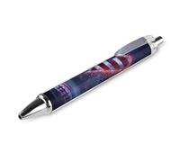 Oudrspo Firework U.S. Flag Heart Ballpoint Retractable Pen 0.5mm Smooth Writing Black Ink Ball Point Note Taking Accessories For Office 1 PCS