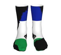 Oudrspo Flag Map of Lesotho 2 Flag Map Of Lesotho Mens Funny Crazy Socks Unisex Cool Funky 3d Printed Patterned Athletic Calf Socks 16 In