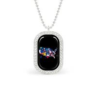 Oudrspo Flag Map of U.S. States And Territories Custom Necklace for Women Rectangle Pendant Necklaces Fashion Jewelry Gifts Gold Silver