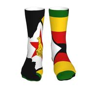 Oudrspo Flag Map of Zimbabwe 2 Flag Map Of Zimbabwe Mens Funny Crazy Socks Unisex Cool Funky 3d Printed Patterned Athletic Calf Socks 16 In